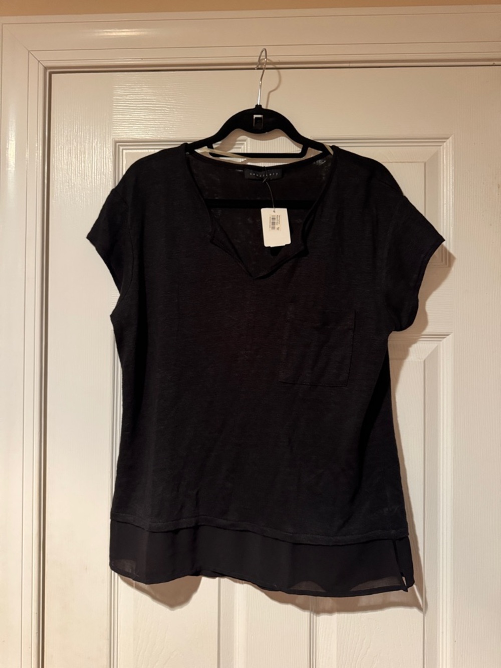 Sanctuary Black Layered V-Neck Short Sleeve Top